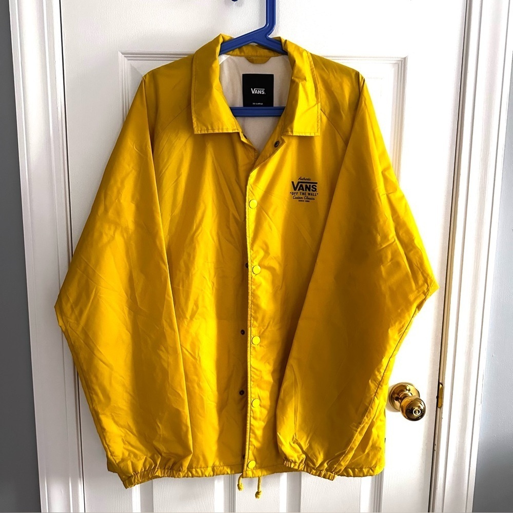 Vans Off The Wall Windbreaker Jacket Sz XXL Yellow Snap Fleece Skater Coat